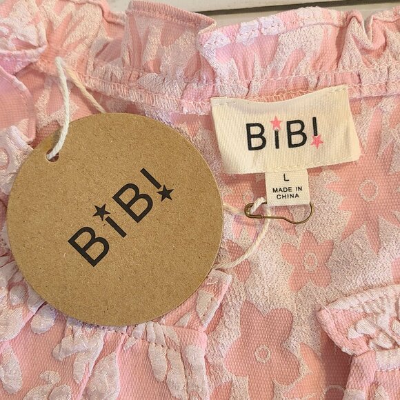 Bibi Boutique Pink Floral Daisy Brocade Blouse Top NEW Lg Cottage Coquette - Picture 5 of 8
